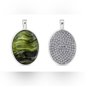 Kenneth Cole (KC) Green Swirled Art Glass Oval Pendant